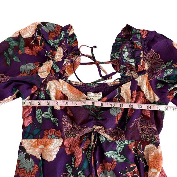 Band of the Free Floriane Purple Floral Print Crop Top Blouse Women’s Medium - Picture 4 of 9